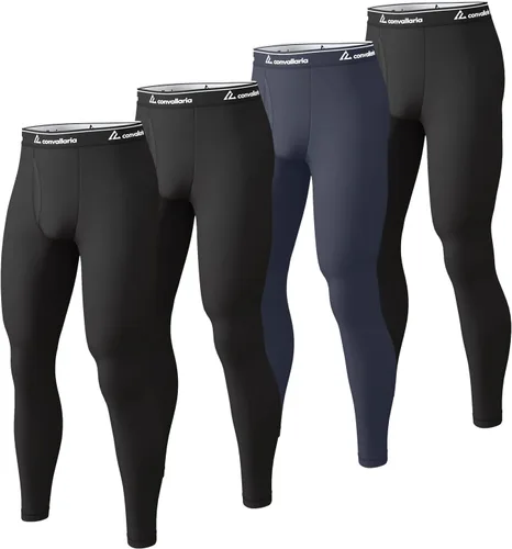 Vista 8 de 4 or 2 Pack Men's Thermal Pants Fleece Lined Long Johns Bottom Base Layer Negro/Gris