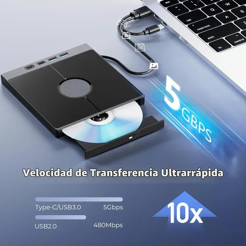 Vista 2 de Unidad externa multifuncional de Blu Ray para la lectura del disco de la ayuda 100G de la PC Plug & Play Bluray Burner externo con puertos USB
