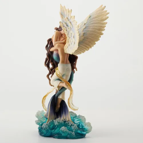 Vista 2 de (color) - Ángel de amor imposible y estatua de amantes de la sirena por la artista Selina Fenech