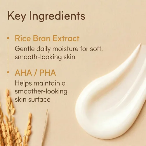 Vista 4 de LICORNE Crema facial vegana de arroz con AHA y PHA – Hidratante coreano ligero, extracto de salvado de arroz, niacinamida y ácido glicólico, piel