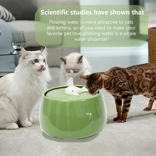 Vista 7 de Fuente de agua de cerámica para gatos, dispensador de agua de porcelana para gatos de 45 onzas/1.3 L, fuente de agua automática para mascotas