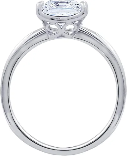 Vista 2 de Platinum or Gold plated Sterling Silver Princess-Cut Solitaire Ring made with Infinite Elements Cubic Zirconia