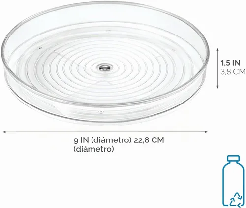 Vista 2 de iDesign Organizador Lazy Susan de 9 pulgadas, plato giratorio pequeño Lazy Susan para armario o despensa, transparente Tocadiscos pequeños
