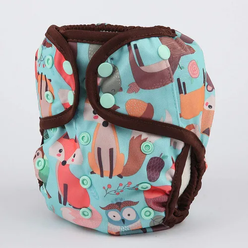 Vista 2 de Funda de pañal de tela de tamaño único con fuelle doble (animal)