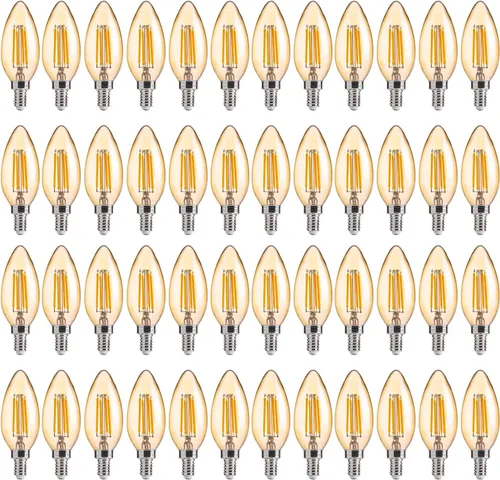 Vista 29 de FLSNT Bombillas LED ámbar para candelabros equivalentes a 40 W, bombillas LED B11 E12, 2200 K blanco cálido, regulable, 330 lm, 96 unidades UL