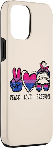 Vista 3 de Funda para iPhone 14 Pro Max Peace Love Freedom Bisexual Girl Bi Pride Flag LGBTQ