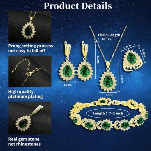 Vista 6 de ZCGJWE Fashion Jewelry Sets for Women GirlPlatinum PlatedGold PlatedRose Gold PlatedGun Black Plated Earrings Pendants Adjustable Rings Bracelets