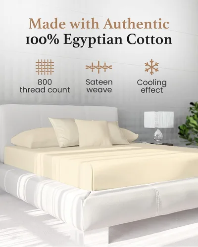 Vista 2 de Good Sleep Bedding - Sábanas ajustadas suaves y transpirables, tamaño individual, 800 hilos, 100% algodón egipcio, tejido satinado, estilo hotel