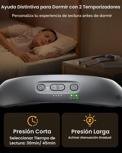 Vista 4 de Glocusent Luz de cuello con temporizador, luz de libro de 100 horas para Gris