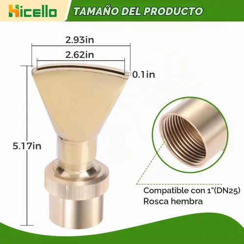 Vista 3 de Boquilla de fuente de ventilador de latón - Para tubo macho de 1 pulgada