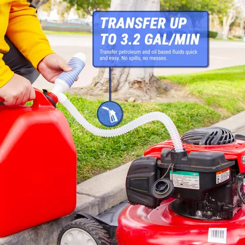 Vista 3 de TERA PUMP TRDP15 Bomba de transferencia de combustible manual de sifón de servicio pesado, flujo rápido 3.2 GPM, tubo de succión flexible, bomba