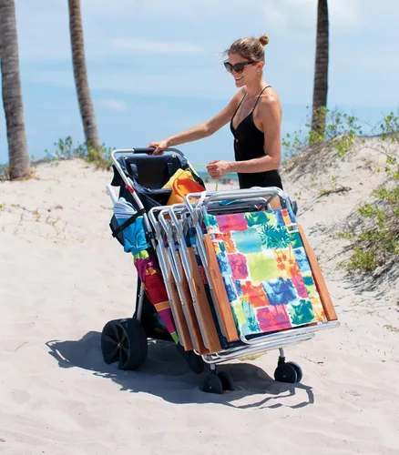 Vista 7 de Rio Beach Wonder Wheeler Deluxe - Carrito plegable utilitario, para césped y playa, azul marino
