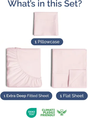 Vista 158 de Extra Deep Twin XL Sheet Set - 3 Piece College Dorm Room - White 01-Blanco