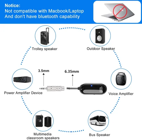 Vista 4 de Sistema de micrófono inalámbrico UHF para auriculares: Auriculares con micrófono - Pantalla digital LED, micrófono de cabeza y de mano 2 en 1