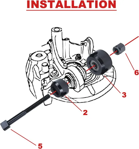 Vista 6 de Kit de instalación de 5 piezas, rótula trasera y herramienta de buje, compatible con BMW E38 E39 E52 E53 E60 E61 E63 E64 E65 E66 E67 E70