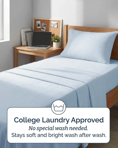 Vista 669 de Extra Deep Twin XL Sheet Set - 3 Piece College Dorm Room - White 01-Blanco