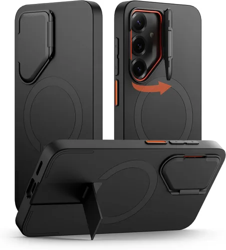 Vista 50 de SURITCH Funda para teléfono Samsung Galaxy S26 Plus, cubierta protectora magnética con cubierta de cámara y soporte de metal ajustable para Galaxy
