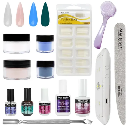 Vista 9 de Mia Secret Kit de uñas en polvo de inmersión de 14 piezas, blanco, verde claro, amarillo neón