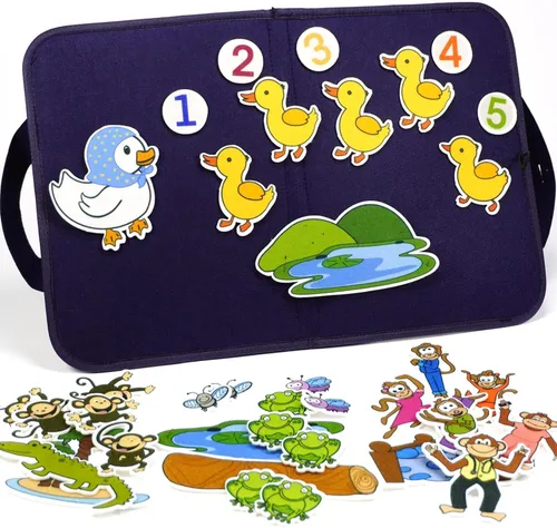 Vista 11 de CHEFAN Juego de Historias de Tablero de Felpa/Flanela de 4 Piezas, Piezas de Felpa PRECORTADAS para Tiempo de Círculo de Preescolares y Pequeños