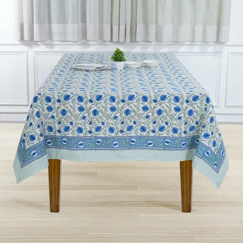 Vista 378 de Ridhi Mantel cuadrado con estampado de bloques de mano de caléndula ámbar