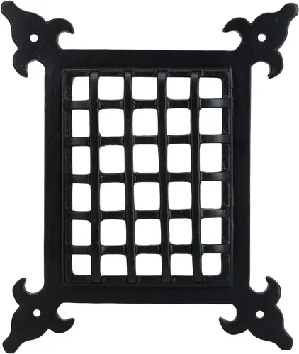 Vista 3 de Perilla Home Seguridad de hierro fundido Speakeasy Estilo clásico Parrilla negra y Girlle con puerta de visualización Acento Puerta Puerta