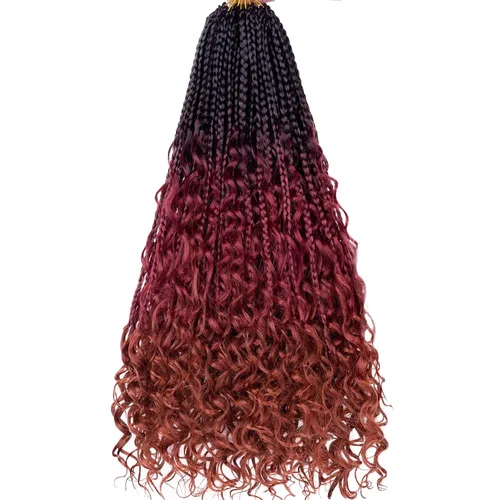 Vista 36 de Unionbeauty - 8 paquetes de trenzas bohemias de diosa en caja, de ganchillo de pelo para mujer negra, 8 pulgadas de trenzas de caja bob bohemias