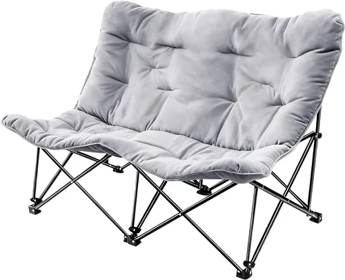 Vista 7 de Silla de mariposa acolchada y cómoda, silla plegable con respaldo alto para dormitorio, sala de estar, camping, césped