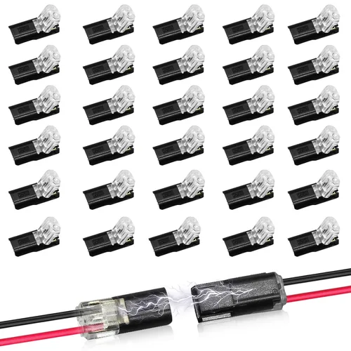 Vista 10 de 20 piezas conectores enchufables de doble cable, conectores de tira de luz LED, 2 pines, conectores de tira de luces LED, conector de cable de bajo