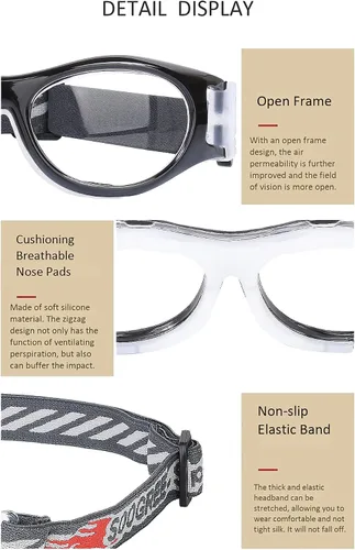 Vista 6 de SooGree Gafas deportivas para niños – Gafas de baloncesto y fútbol – Gafas de seguridad para niños – Anteojos antigolpes – Marco 7-14