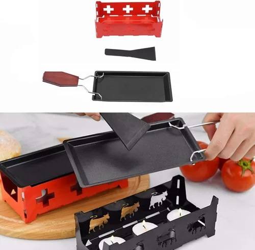 Vista 4 de Queso Raclette - Bandeja de horno antiadherente antiadherente para queso, parrilla de hierro, accesorios de placa de metal para queso, bandeja