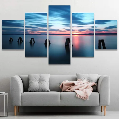 Vista 17 de SIGNWIN Lienzo grande para pared, efecto geométrico de mármol, triángulo dorado, polígono, paisaje, formas abstractas, arte digital, arte moderno