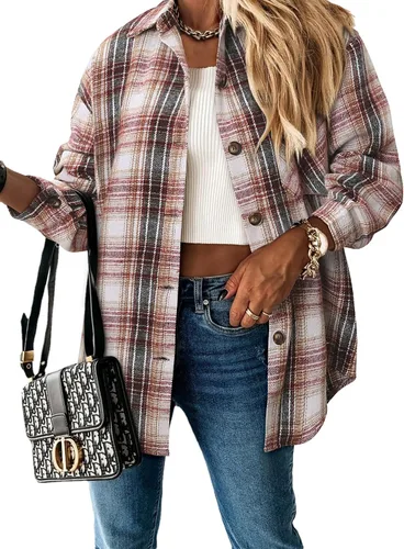 Vista 11 de ZOLUCKY Chaqueta de manga larga con botones para mujer, talla grande, blusas