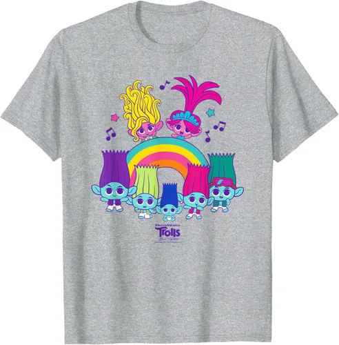 Vista 32 de Camiseta DreamWorks Trolls Band Together BroZone Poppy Viva Rainbow Negro
