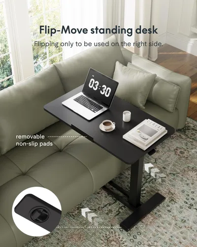 Vista 6 de FLEXISPOT H7 PRO Mesa de pie móvil ajustable para cama con ruedas neumáticas, mesa para laptop portátil, inclinable 90°, carro para computadora
