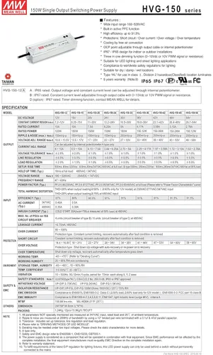 Vista 2 de HVG-150-30A Fuente de alimentación AC/DC Single-OUT 30V 5A 150W 5-Pin