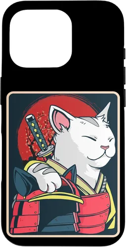 Vista 20 de Arte de gato japonés para iPhone 16 - Espada Katana - Anime Ninja Cat - Funda Catzilla