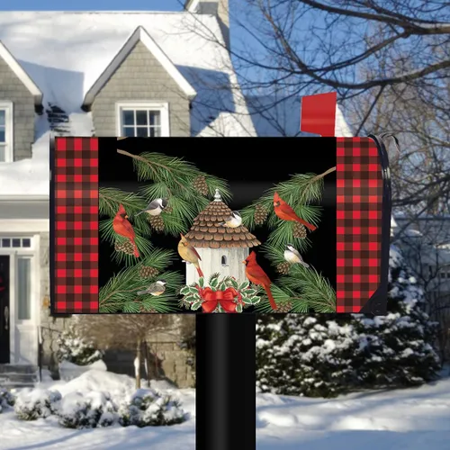 Vista 2 de Briarwood Lane - Funda para buzón de reunión festiva de pájaros