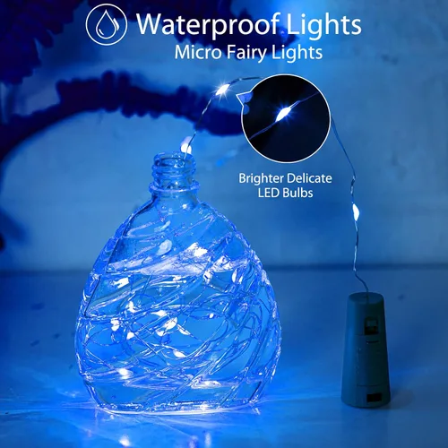 Vista 6 de Brightown Luces para Botellas de Vino con Corcho - Paquete de 10, 2.1 m, 20 LED, Luces de Corcho Operadas con Batería, Luces de Hada Mini de Alambre