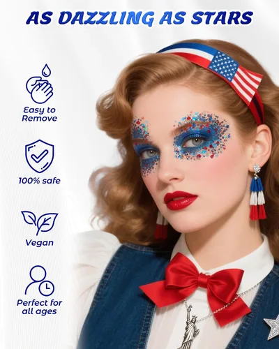 Vista 8 de Gel con purpurina para la cara y el cuerpo, 6 colores, con lentejuelas gruesas holográficas, pintura para fiestas, cantantes, conciertos, festivales