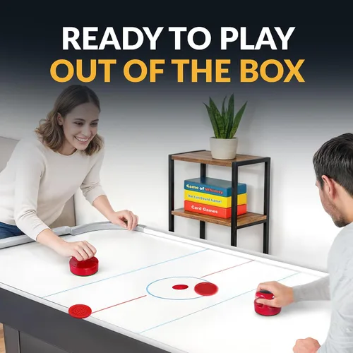 Vista 5 de Hathaway Pro-Series - Juego de discos y huelguistas de hockey de aire para sala de juegos familiar, con golpeadores ergonómicos de 4 pulgadas