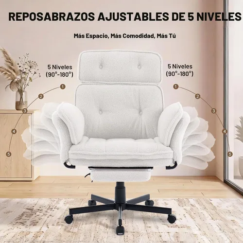 Vista 7 de Criss Cross Office Chair with Wheels, Flip-Up Arms and Headrest,White