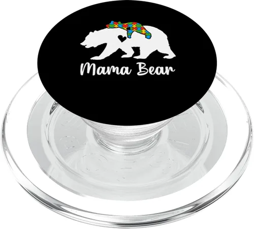 Vista 7 de Mama Bear Love Support Autism Awareness Bear Family PopSockets Adhesive PopGrip