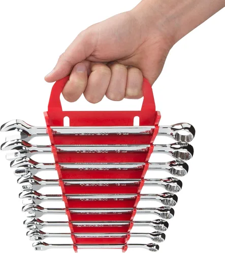 Vista 4 de TEKTON Soporte para llaves combinadas de 9 herramientas (rojo) 79365 Fabricado en Estados Unidos