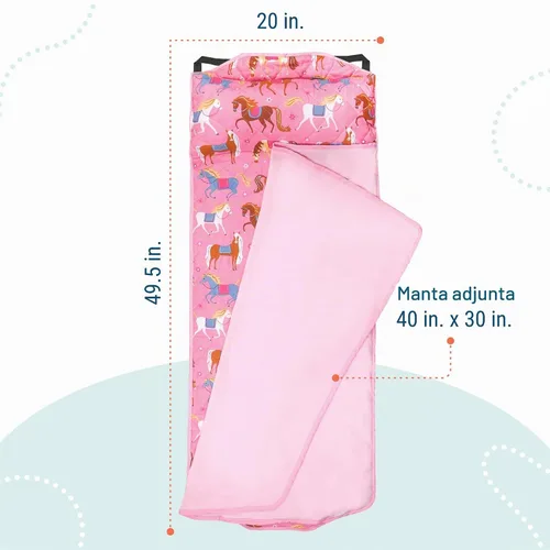 Vista 5 de Wildkin Tapete acolchado moderno de microfibra para siesta con almohada reutilizable para niños y niñas, ideal para dormir en primaria