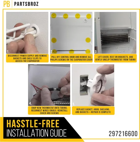 Vista 6 de PartsBroz - Termostato de descongelación para congelador 297216600 actualizado [puntas de bricolaje incluidas] por PartsBroz – Pieza compatible