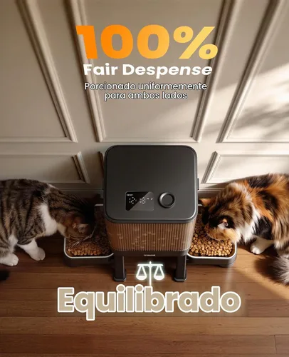 Vista 3 de oneisall Comedero automático para gatos para 2 gatos y mascotas, 32 tazas Cuencos elevados, evitan peleas, porciones precisas, dispensación