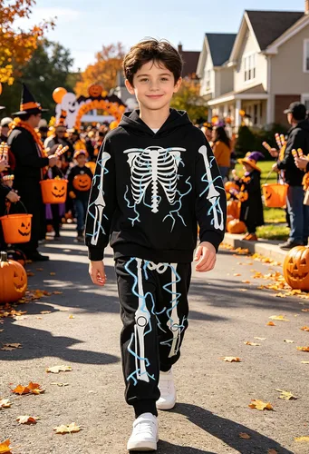 Vista 2 de Conjunto de pantalones con capucha y capucha para niños y niñas de 5 a 12 años Halloween 5