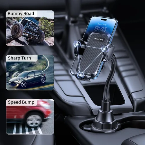 Vista 6 de Miracase Soporte para Portavasos de Auto con Cuello de Cisne Ajustable - Soporte Universal para Celular en Coche para iPhone, Samsung, Google