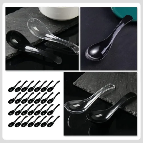 Vista 5 de Hemoton Cucharas de sopa desechables para llevar de 9.44 pulgadas, cucharas de sopa asiáticas de plástico resistente para servir sopas de fideos