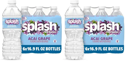 Vista 6 de SPLASH REFRESHER - Agua saborizada con sabor a uva Acai, 8 onzas líquidas, paquete de botellas de plástico de 12